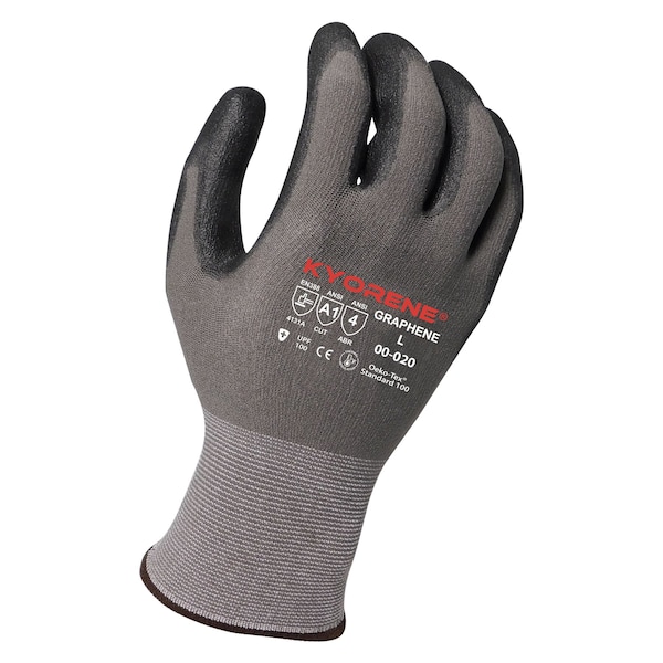 Kyorene 15g Gray Kyorene Graphene, A1 Liner with Black Polyurethane, Palm Coating(XXL) PK Gloves 00-020 (XXL) - main